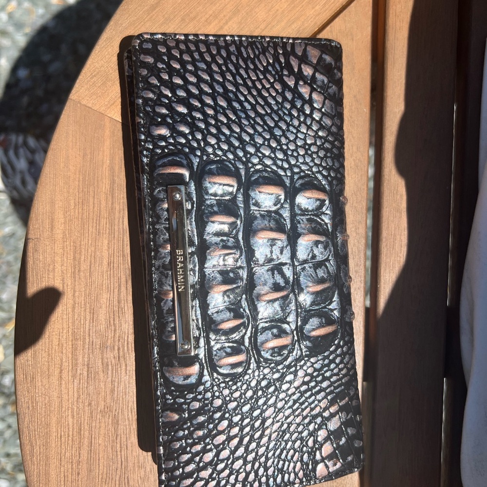Brahmin Black and Brown Embossed Card Holder